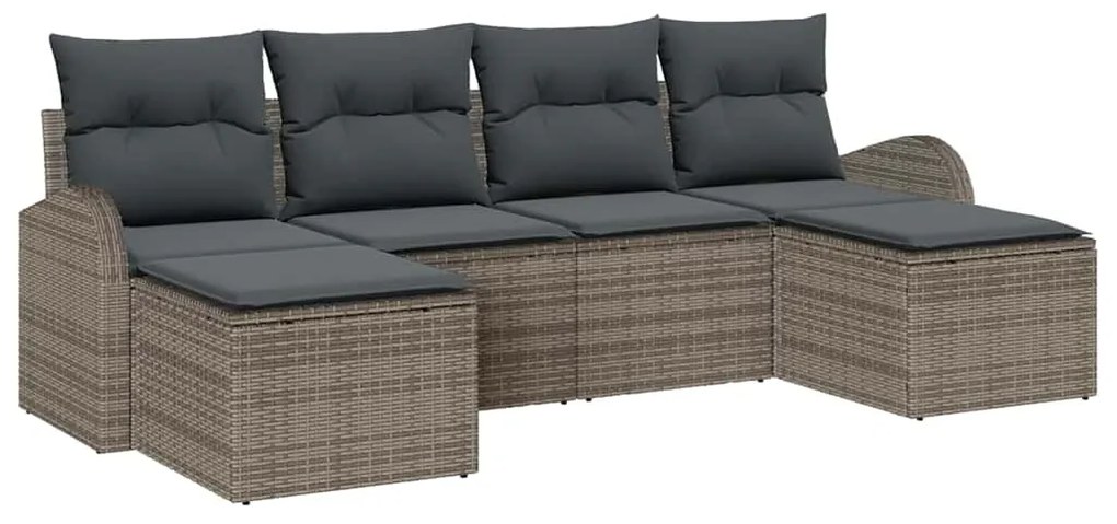 vidaXL Σετ Καναπέ Κήπου με μαξιλάρι 6 pcs Γκρι Πολυ ράταν