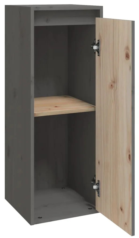 vidaXL Ντουλάπια Τοίχου 2 τεμ. Γκρι 30x30x80 εκ από Μασίφ Ξύλο Πεύκου