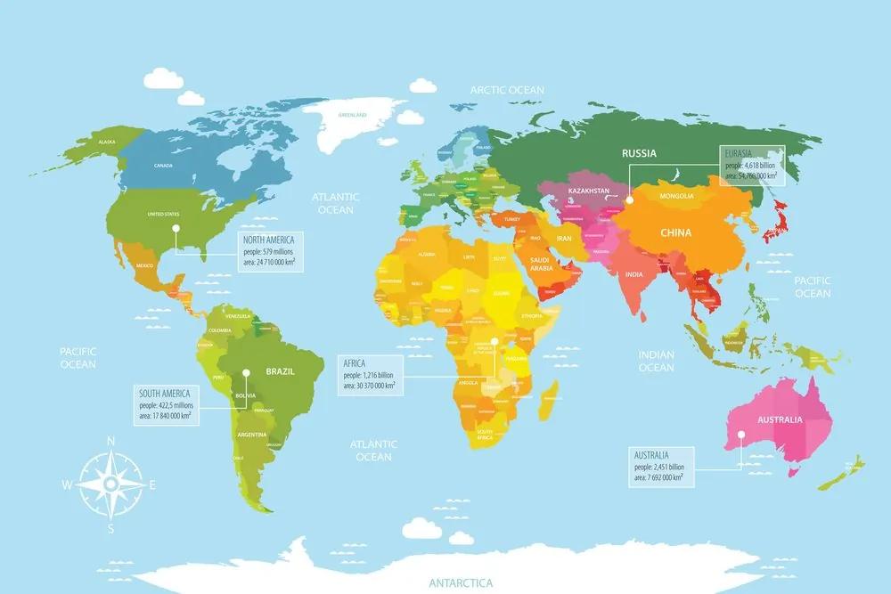 Εικόνα στο φελλό ενός εξαιρετικού παγκόσμιου χάρτη - 120x80  arrow