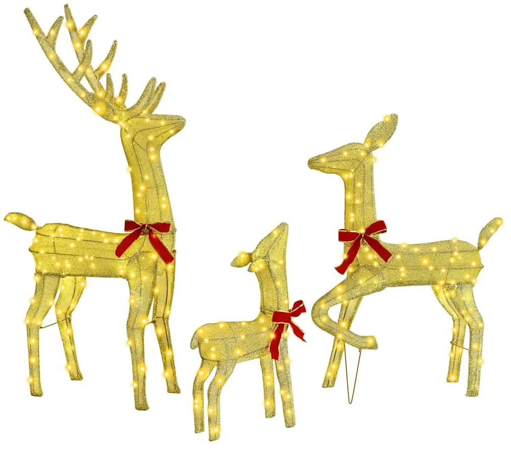 vidaXL Οικογένεια Ελαφιών 3 pcs Θερμό λευκό 68 x 26 x 127 εκ ύφασμα