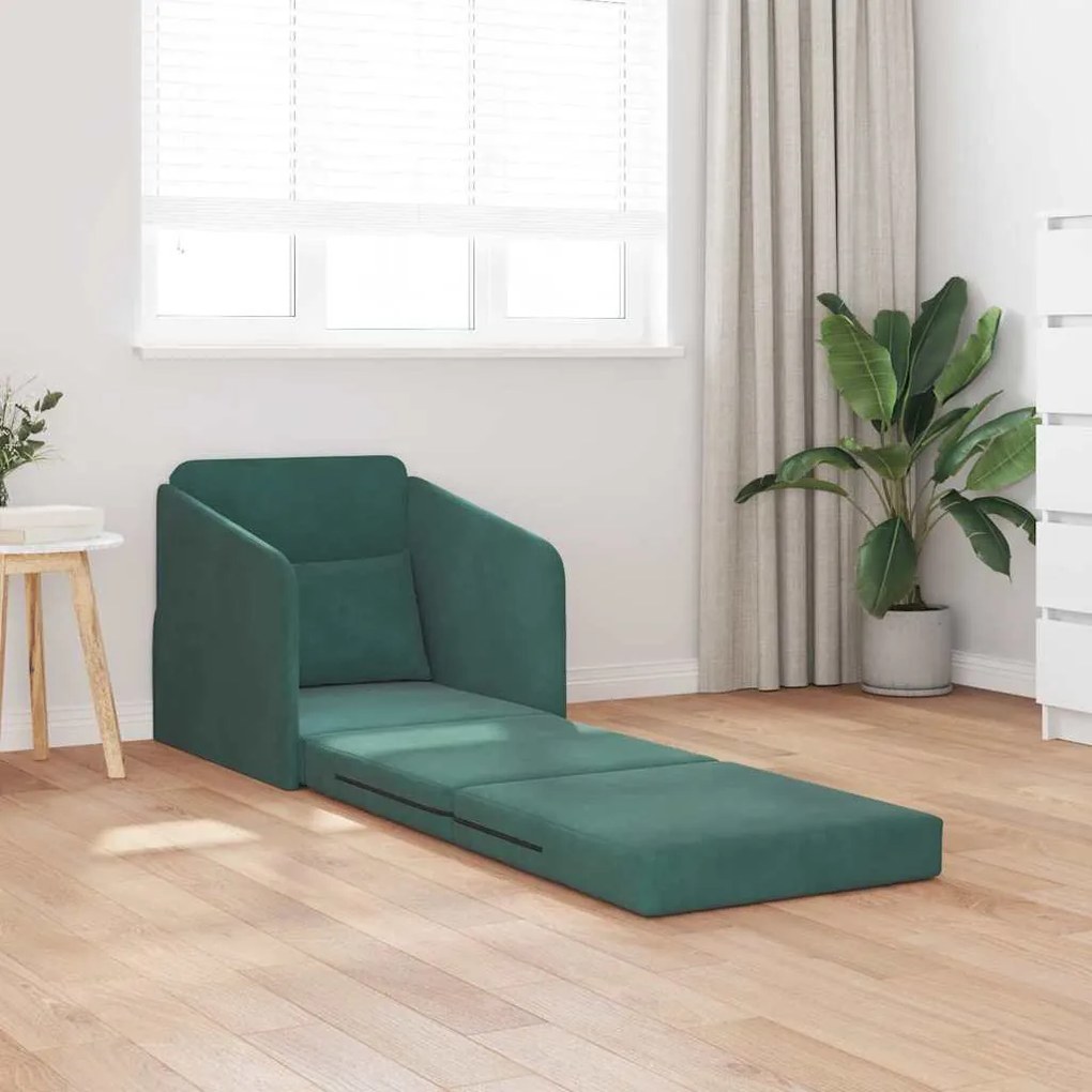 vidaXL Κρεβάτι καναπές Σκούρο Πράσινο 65 x 80 x 83 εκ. Βελούδο