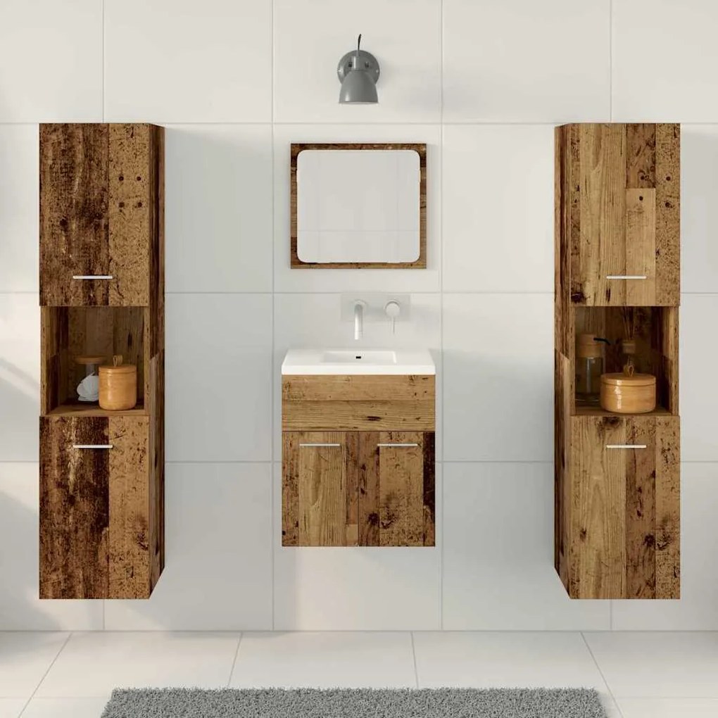 vidaXL Σετ Επίπλων Μπάνιου με πόρτα 4 pcs Παλιό Ξύλο 41 x 38.5 x 46 cm