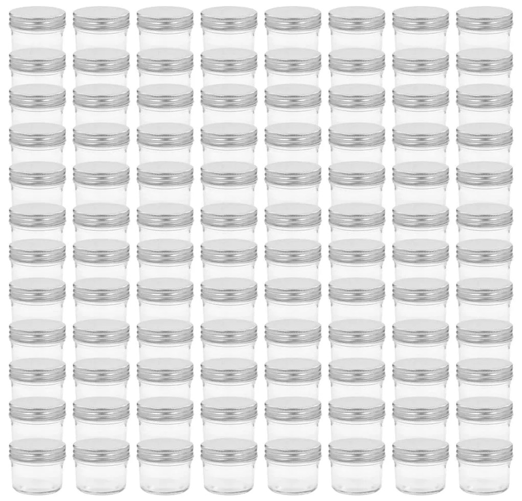 vidaXL Βάζα Μαρμελάδας 96 τεμ. 110 ml Γυάλινα με Ασημένια Καπάκια