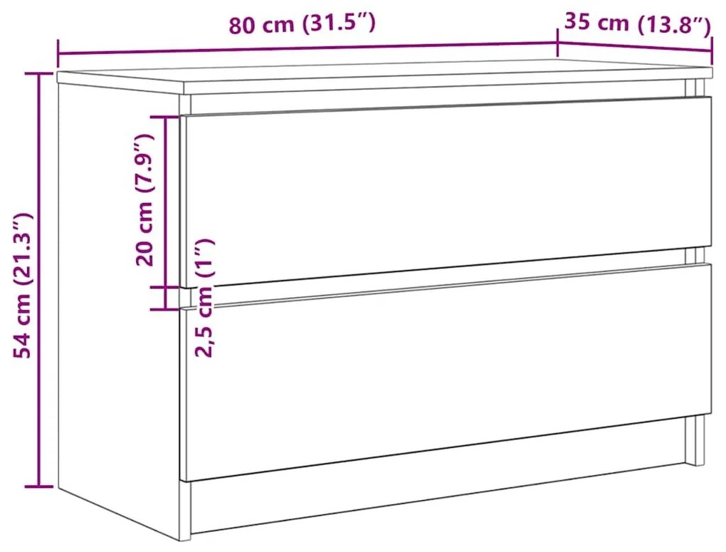 Έπιπλο Τηλεόρασης Όψη Παλαιού Ξύλου 80x35x54 εκ. Επεξ. Ξύλο - Καφέ