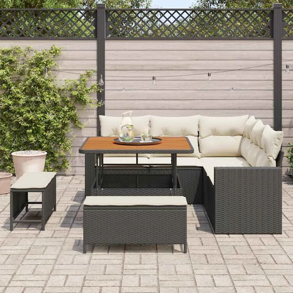vidaXL Σετ Καναπέ Κήπου 8 pcs Μαύρο συνθετικό ρατάν