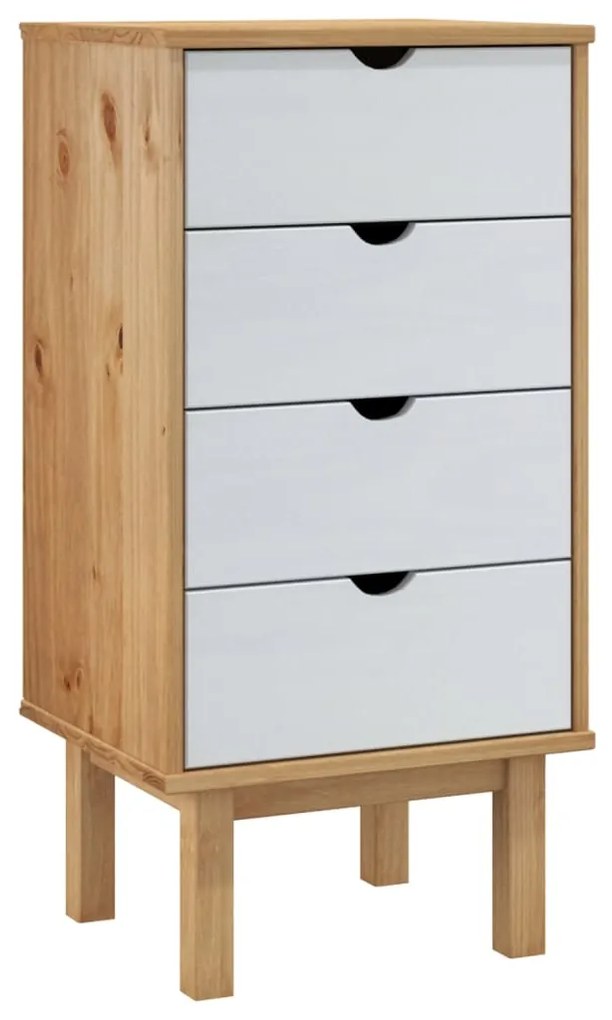 vidaXL Συρταριέρα OTTA Καφέ & Λευκό 46 x 39,5 x 90εκ Μασίφ Ξύλο Πεύκου