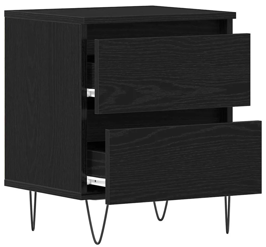 vidaXL Κομοδίνο 2 pcs Μαύρη δρυς 40 x 35 x 50 εκ. Επεξεργασμένο ξύλο