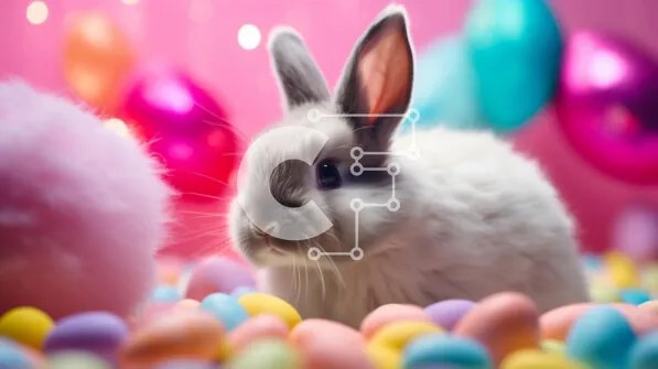 Intra Συλλεκτικό Ξύλινο Παζλ Plywood  4mm - Πασχαλινό λαγουδάκι με πολύχρωμα αυγά και μπαλόνια Σε Ξύλινο Κουτί - Διαστάσεις: 10x10 cm – 25 κομμάτια