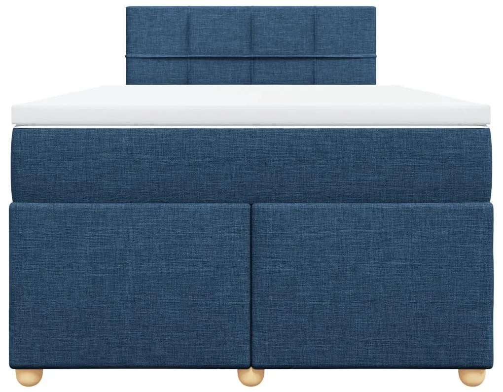 vidaXL Κρεβάτι Boxspring με Στρώμα Μπλε 120x190 εκ. Υφασμάτινο