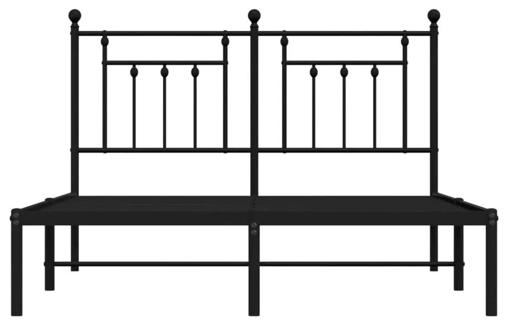 vidaXL Πλαίσιο Κρεβατιού με Κεφαλάρι Μαύρο 140 x 190 εκ. Μεταλλικό