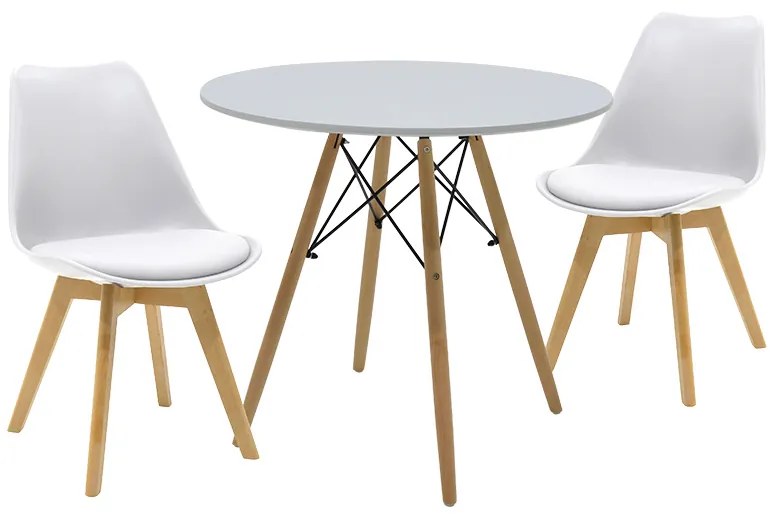 Intrahome Τραπεζαρία EVERESTA-Gaston Intrahome σετ 3τεμ σε απόχρωση φυσικό-λευκό Φ80x73εκ | SKU: INTRAPA-311111706