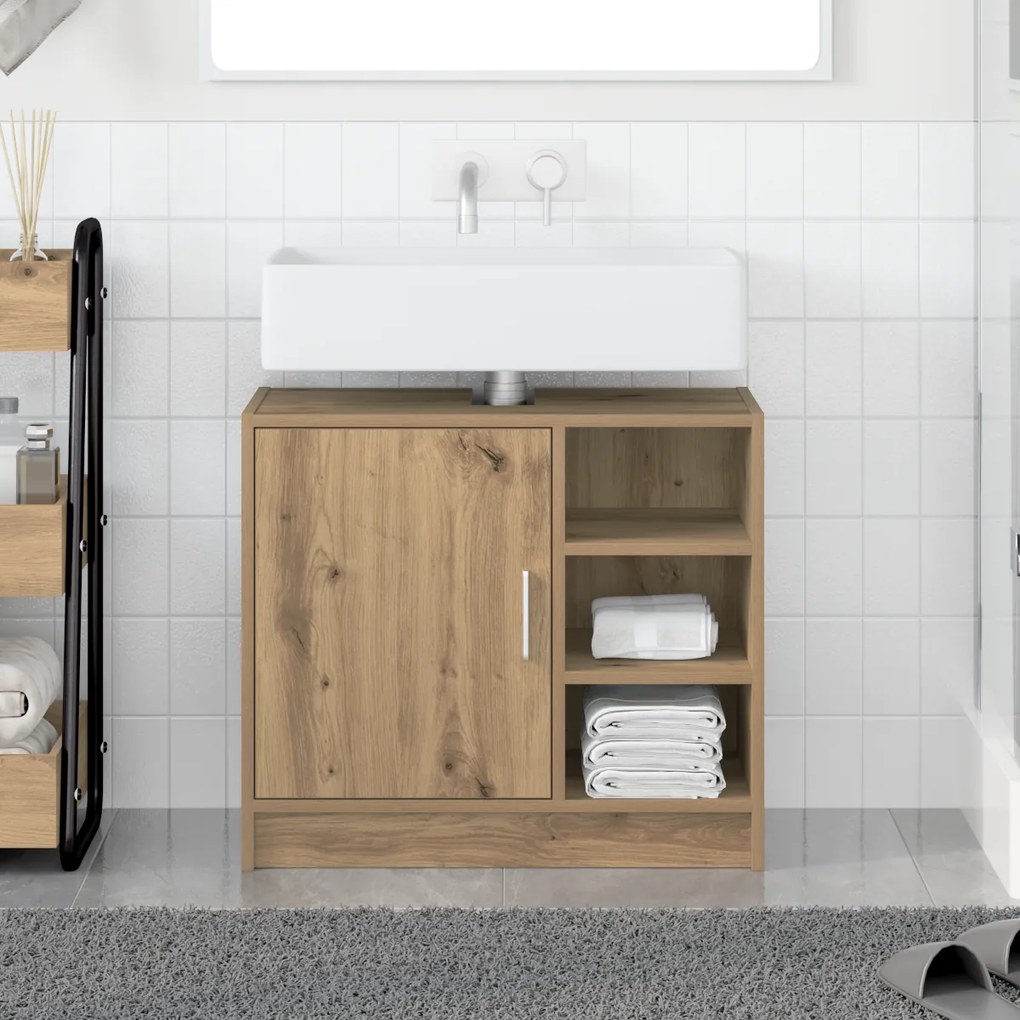 vidaXL Ντουλάπι νιπτήρα Artisan Oak 63x29x55 cm Επεξεργασμένο ξύλο