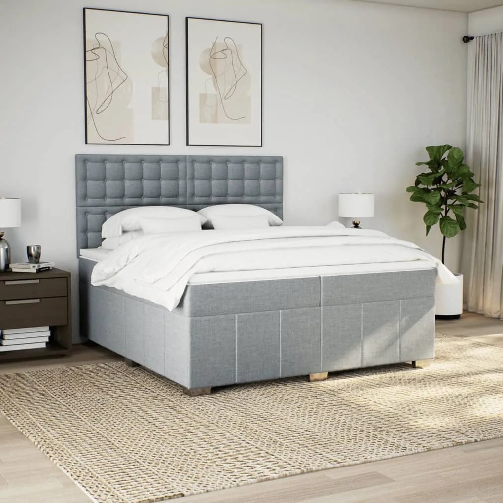 ΚΡΕΒΑΤΙ BOXSPRING ΜΕ ΣΤΡΩΜΑ ΑΝΟΙΧΤΟ ΓΚΡΙ 200X200 ΕΚ. ΥΦΑΣΜΑΤΙΝΟ 3291789