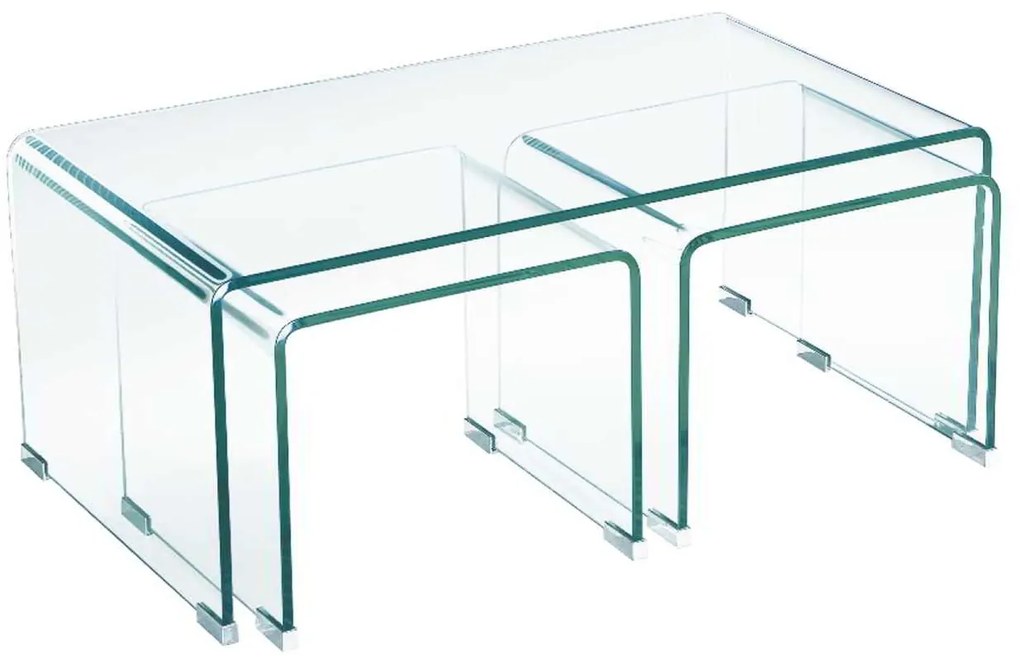 Τραπέζι γυαλί Glasser Clear (+2 Βοηθ) γυαλί 12mm 90x50x38cm