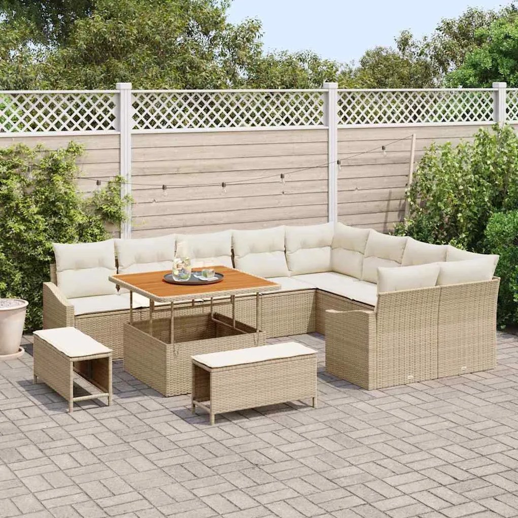 vidaXL Σετ Καναπέ Κήπου 12 pcs Μπεζ, Κρέμα 100 x 100 x 71 cm