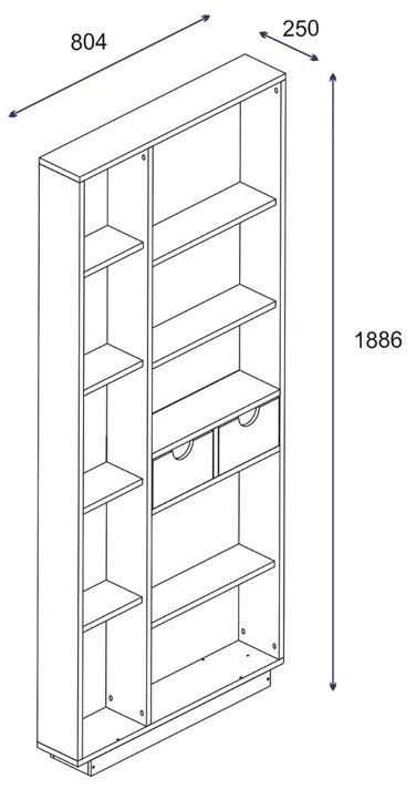 ΒΙΒΛΙΟΘΗΚΗ ΜΕ ΣΥΡΤΑΡΙΑ DAKIN PAKOWORLD ΣΕ OAK ΑΠΟΧΡΩΣΗ 80X25X190ΕΚ