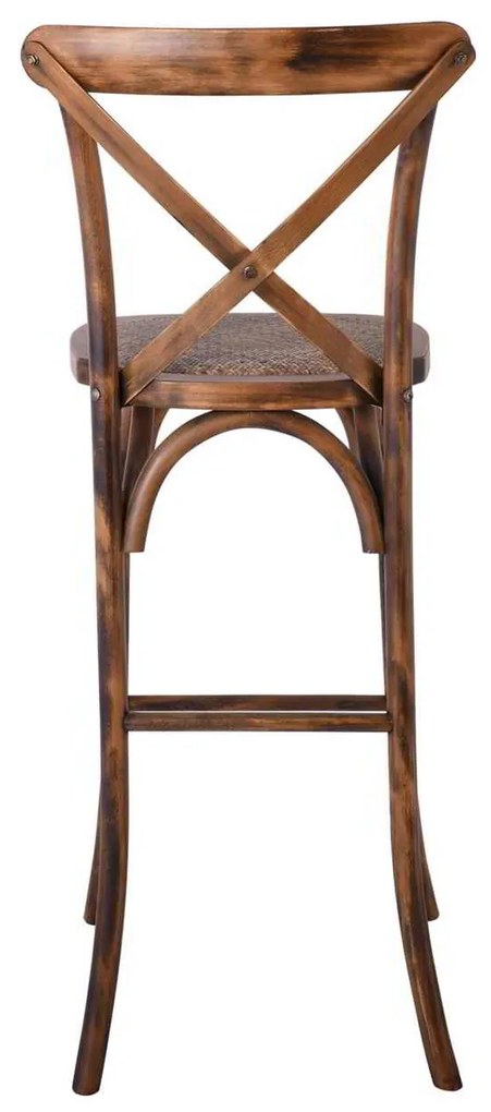 Σκαμπώ Bar DESTINY Καρυδί/Κάθισμα Rattan 45x48x110cm