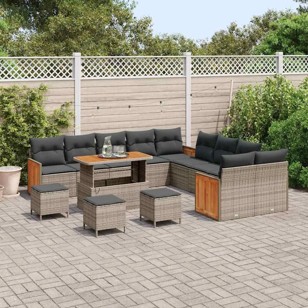 vidaXL Σετ Καναπέ Κήπου με μαξιλάρι 14 pcs Γκρι 110 x 55 x 71 εκ