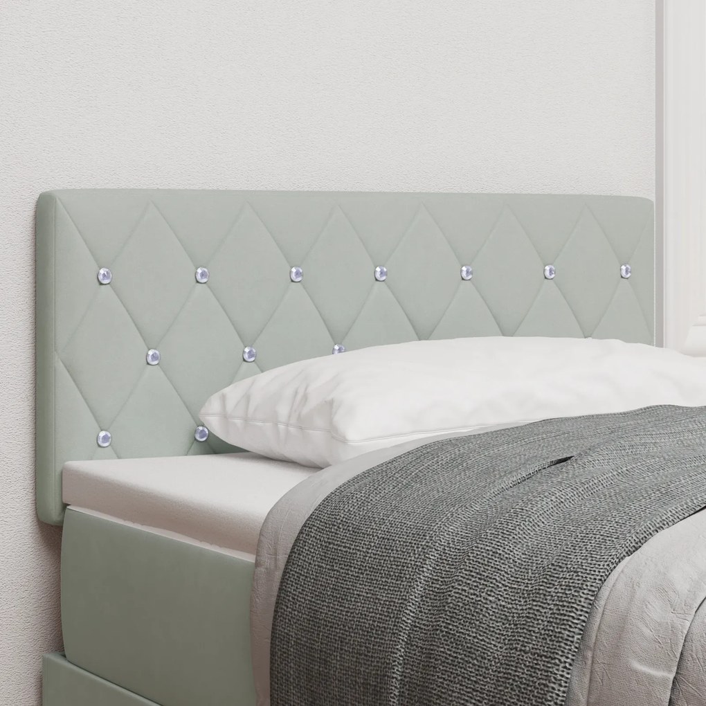 vidaXL LED Κεφαλάρι Ταφταρισμένο Ανοιχτό Γκρι 90 εκ. Βελουτέ