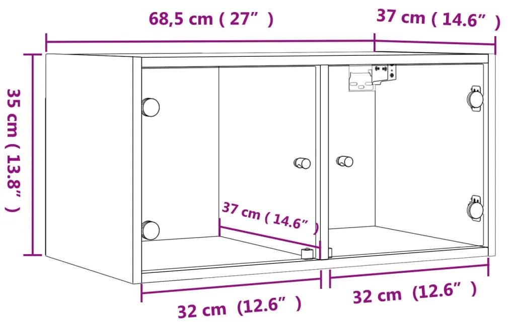 ΝΤΟΥΛΑΠΙ ΤΟΙΧΟΥ ΚΑΠΝΙΣΤΗ ΔΡΥΣ 68,5X37X35 ΕΚ. ΓΥΑΛΙΝΕΣ ΠΟΡΤΕΣ 836505