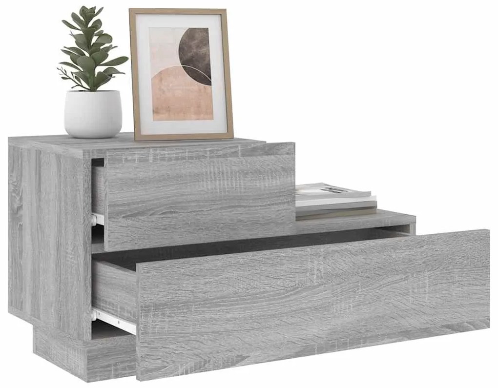 vidaXL Κομοδίνο με Φώτα LED Γκρι Sonoma 70 x 36 x 40,5 εκ.