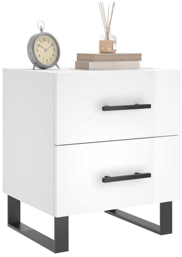 vidaXL Κομοδίνα 2 τεμ. Γυαλ. Λευκό 40x35x47,5 εκ. Επεξεργασμένο Ξύλο