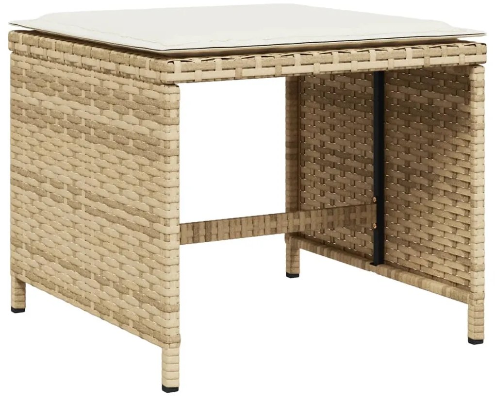 vidaXL Σετ Τραπεζαρίας Κήπου 11 τεμ. Μπεζ Συνθετικό Ρατάν με Μαξιλάρια