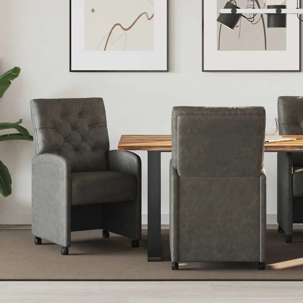 vidaXL Καρέκλες Φαγητού με Ρόδες 2 pcs Μαύρο 58 x 67 x 97 εκ