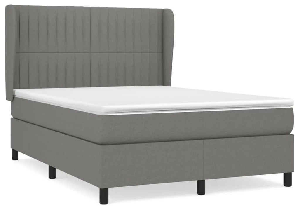 ΚΡΕΒΑΤΙ BOXSPRING ΜΕ ΣΤΡΩΜΑ ΣΚΟΥΡΟ ΓΚΡΙ 140X190 ΕΚ. ΥΦΑΣΜΑΤΙΝΟ 3128118