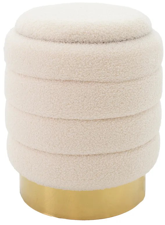 Σκαμπό-μπαούλο Dazzle pakoworld μπουκλέ cream-χρυσό Φ36x44εκ