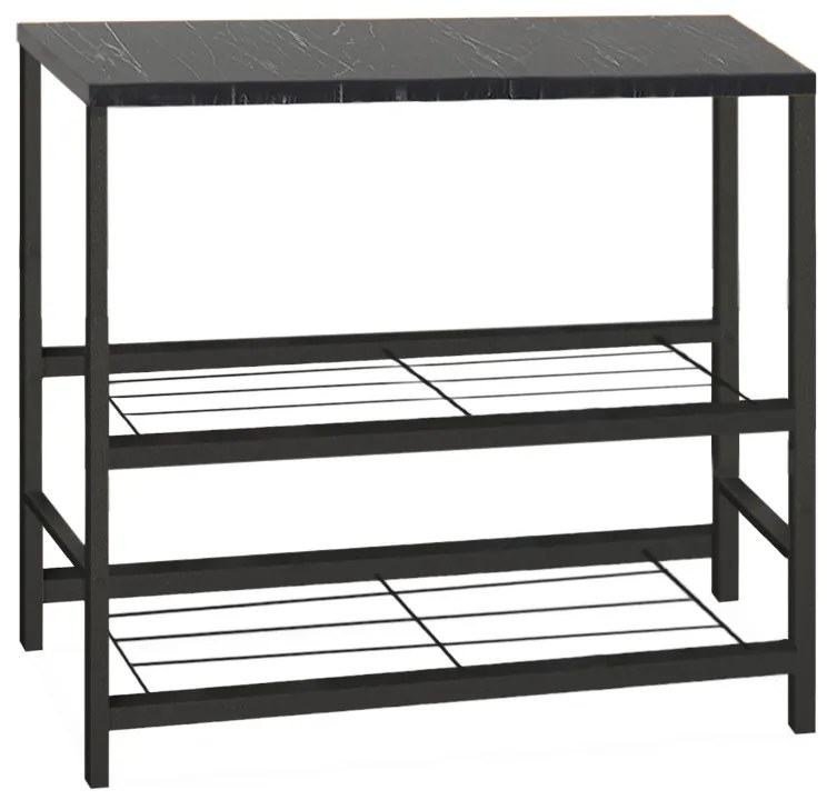 Τραπεζάκι βοηθητικό για φουρνάκι Mulligan Megapap μεταλλικό - μελαμίνης χρώμα μαύρο - εφέ μαρμάρου 80x40x80εκ.