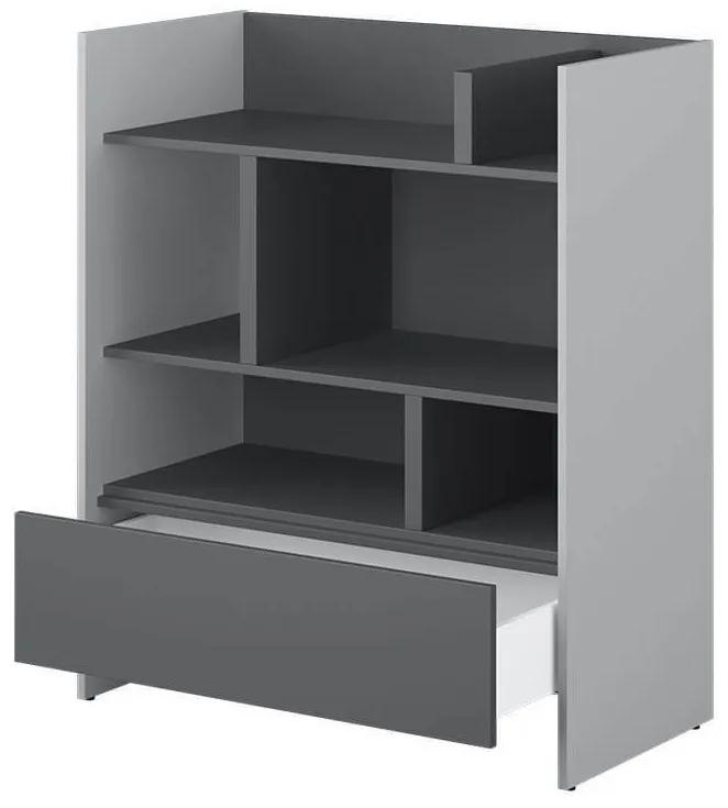 Βιβλιοθήκη Concept Pro Lenart AH150, Ανοιχτό, Με συρτάρια, Πλαστικοποιημένη μοριοσανίδα, Αριθμός συρταριών: 1, 108x92x46cm, 47 kg, Γραφίτης, Γκρι