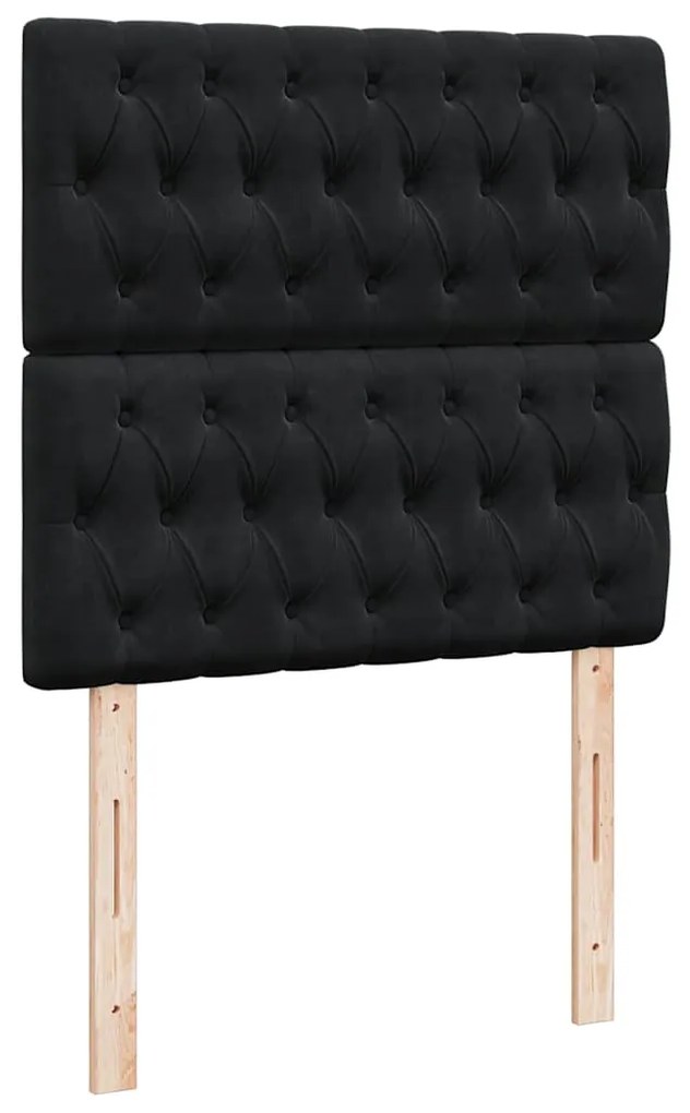 vidaXL Κρεβάτι Boxspring με Στρώμα Μαύρο 90x200 εκ. Βελούδινο