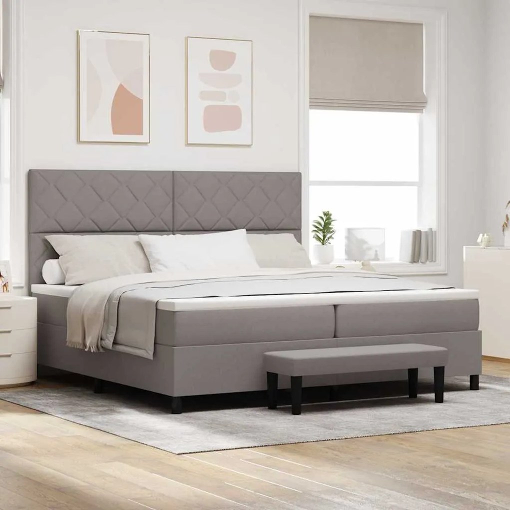 vidaXL Κρεβάτι με ελατήρια με στρώμα Taupe 200 x 200 cm ύφασμα