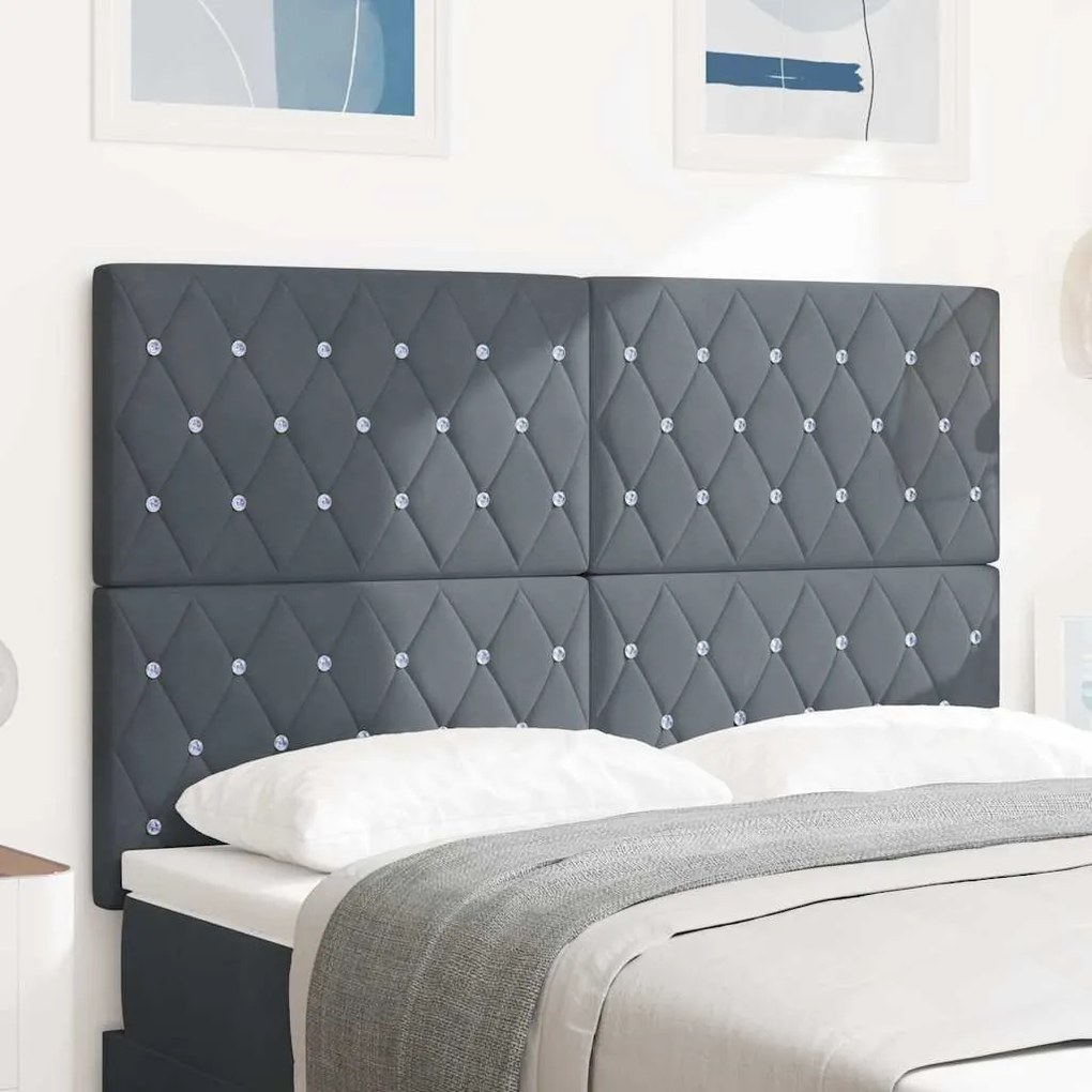 vidaXL Βελούδινο Κεφαλάρι Argyle Σκούρο γκρι 140 cm Βελούδο