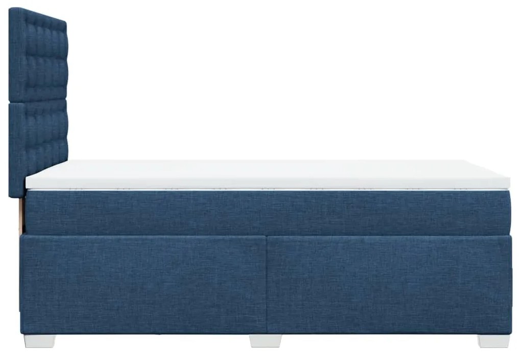 Κρεβάτι Boxspring με Στρώμα Μπλε 100 x 200 εκ. Υφασμάτινο - Μπλε