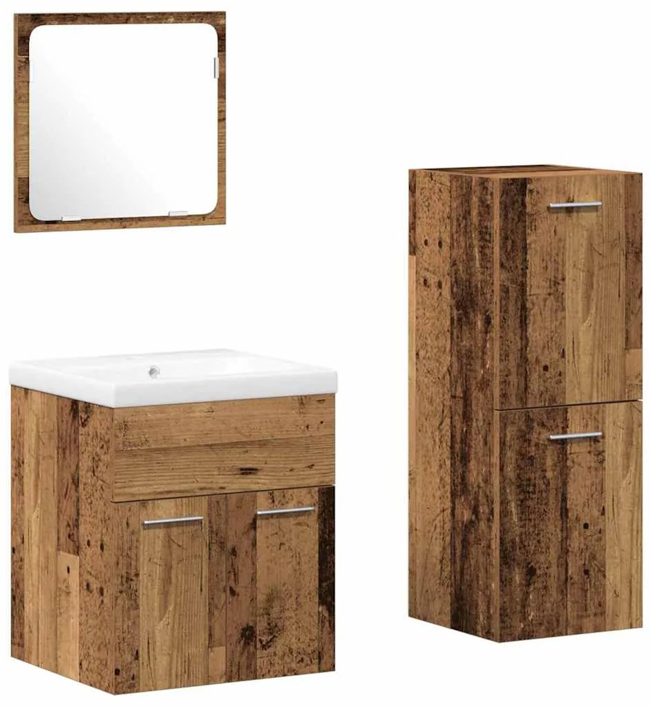 vidaXL Σετ Επίπλων Μπάνιου 4 pcs Παλιό Ξύλο Επεξεργασμένο ξύλο