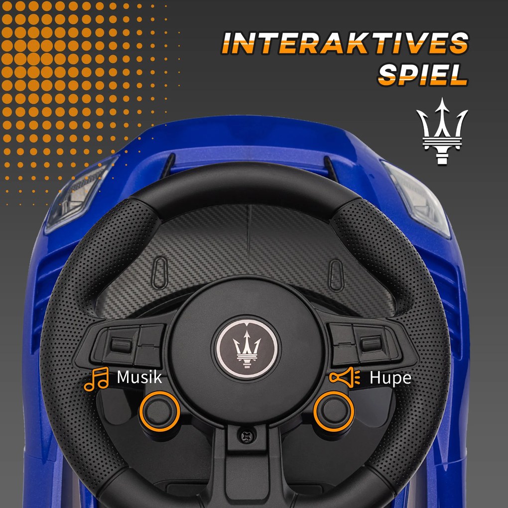 AIYAPLAY Αυτοκίνητο-Πατίνι, Άδεια Οχήματος, διαδραστικά κουμπιά κόρνας και μουσικής, πλαστικό και ατσάλι, μπλε, 65 x 29 x 37 εκ.