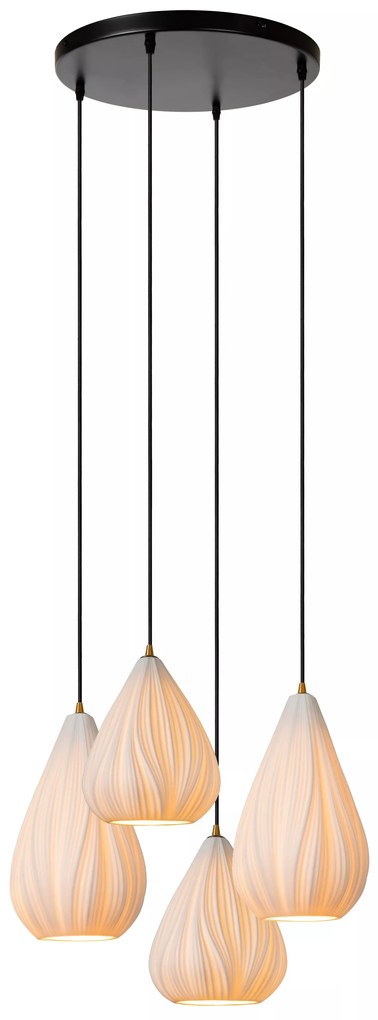 Φωτιστικό Κρεμαστό Lucide 13452-04-31 CINZIA Λευκό (White)|Μαύρο Ματ (Black Mat)