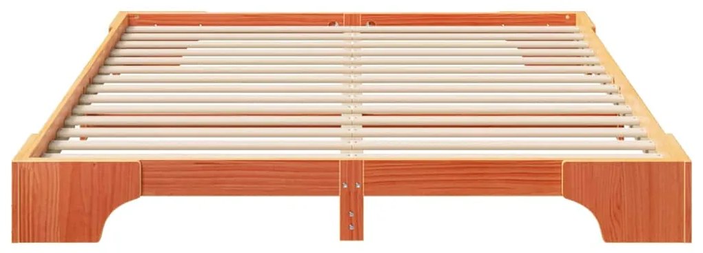vidaXL Κρεβάτι δαπέδου Καφέ 160 x 220 cm Μασίφ ξύλο πεύκου