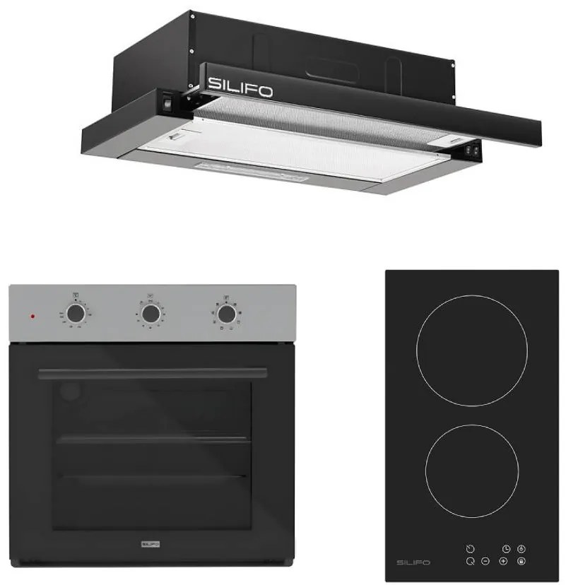 SILIFO ΣΕΤ ΦΟΥΡΝΟΣ SF6008 INOX + ΕΣΤΙΑ DOMINO ΚΕΡΑΜΙΚΗ SF6801HDV2+ ΑΠΟΡΡΟΦΗΤΗΡΑΣ ΣΥΡΟΜΕΝΟΣ SF6665 BLACK (4 ΕΤΗ ΕΓΓΥΗΣΗ ΕΛΛΗΝΙΚΗΣ ΑΝΤΙΠΡΟΣΩΠΕΙΑΣ) SILIFO 999-002-92279