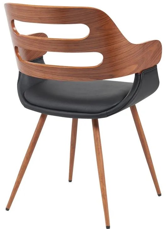 Καρέκλα - Πολυθρόνα Fern PU μαύρο-ξύλο καρυδί απόχρωση 52x59x80εκ 52x59x80 εκ.