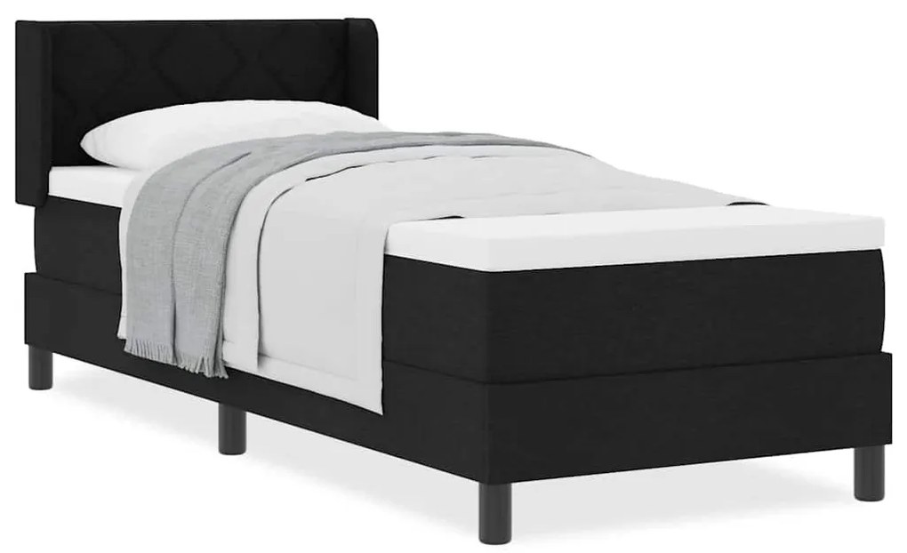 vidaXL Κρεβάτι box spring με στρώμα με στρώμα Μαύρο 80 x 200 cm