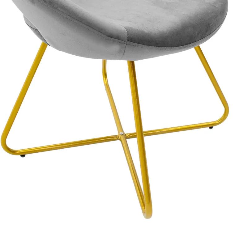 Καρέκλα Valentina pakoworld βελούδο γκρι-χρυσό πόδι