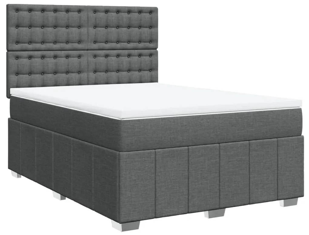 ΚΡΕΒΑΤΙ BOXSPRING ΜΕ ΣΤΡΩΜΑ ΣΚΟΥΡΟ ΓΚΡΙ 140X190 ΕΚ. ΥΦΑΣΜΑΤΙΝΟ 3293978