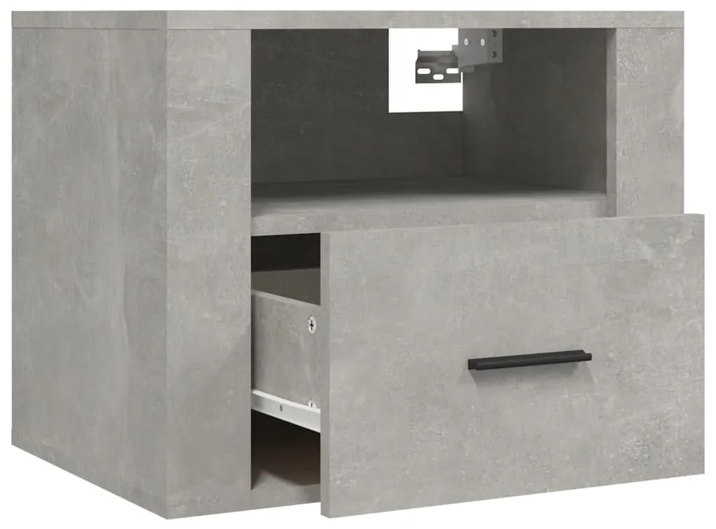 vidaXL Κομοδίνο Επιτοίχιο Γκρι Σκυροδέματος 50x36x40 εκ.