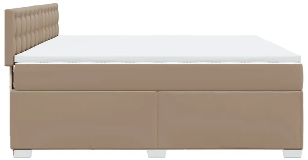 vidaXL Κρεβάτι Boxspring με Στρώμα Καπουτσίνο 180x200 εκ. Συνθ. Δέρμα