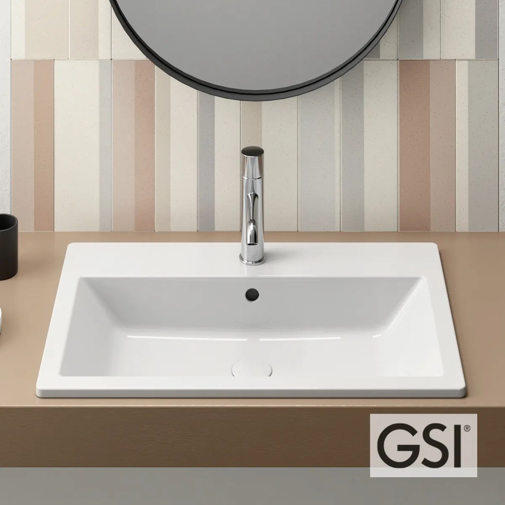 GSI KUBE-X 5 9433-300 Πορσελάνινος Ένθετος Λευκός Νιπτήρας Μπάνιου 58 x 40εκ