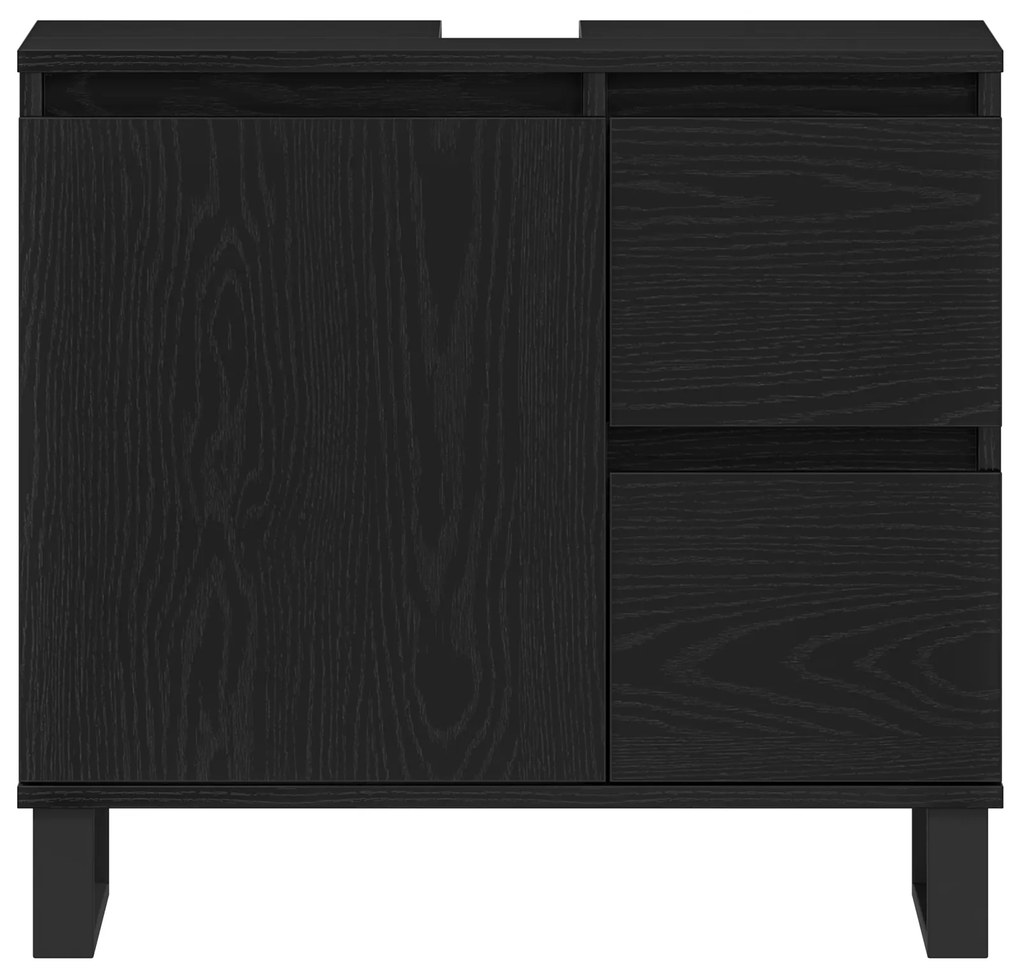 vidaXL Ντουλάπι Λεκάνης Μπάνιου Μαύρη Δρυς 65x33x60 εκ Επεξεργασμένο ξύλο