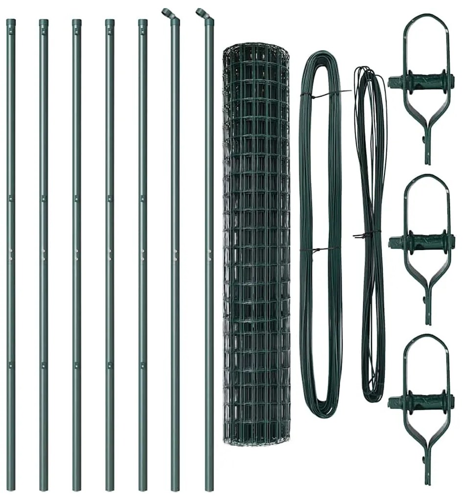 vidaXL Τεντώτο με στήριγμα Πράσινο 1,6 x 10 m Χάλυβας και PVC